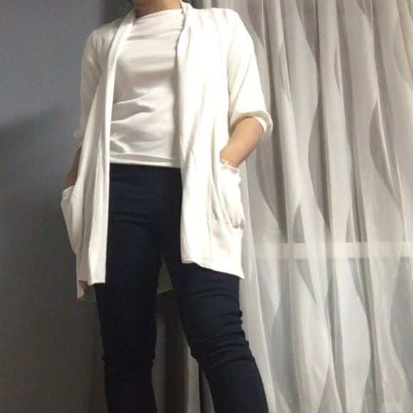 MICHAEL KORS MK • White Open Knit Cardigan Medium - Picture 3 of 8